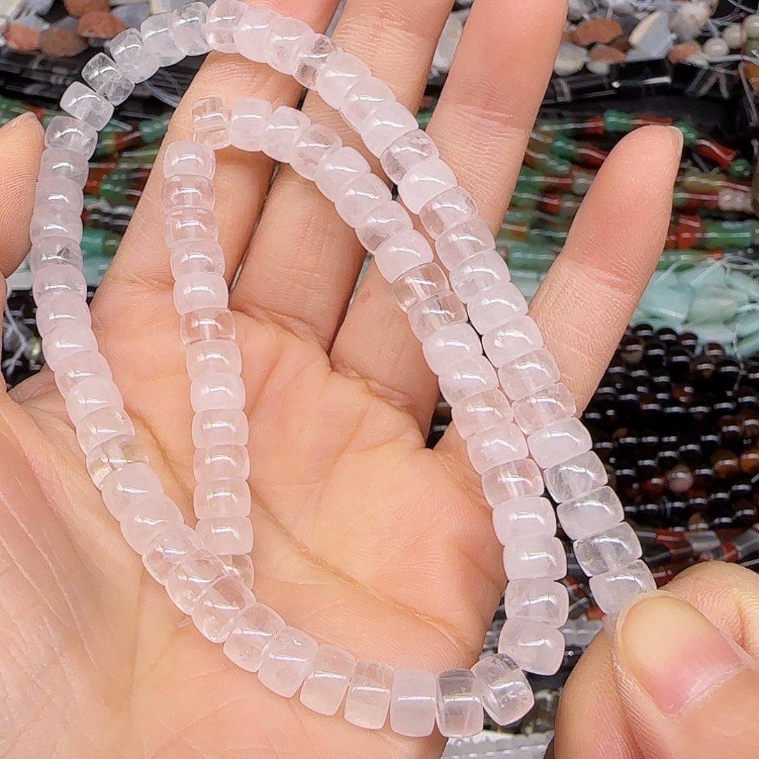 玛瑙/玉髓合金珠宝半成品白水晶7mm剁珠一条