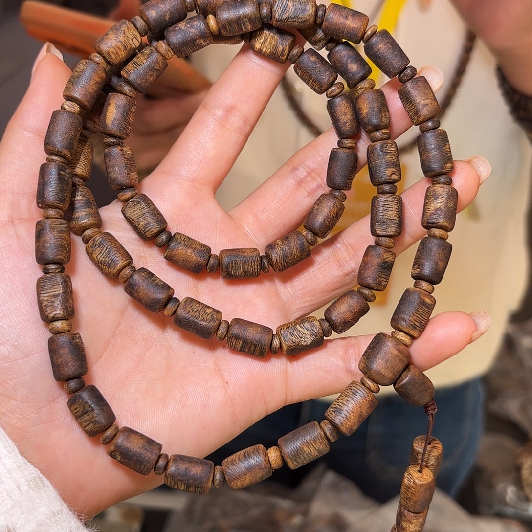 沉香手串奇楠沉香板头多圈36克➕