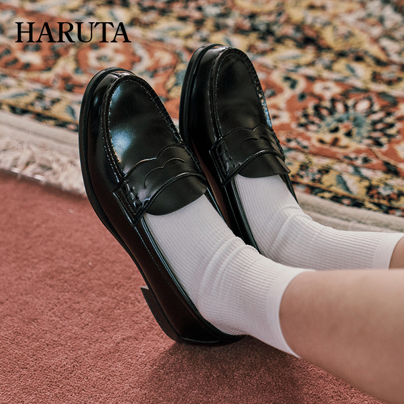 Haruta4514日系学生百搭低跟英伦女jk制服鞋森系天使时尚乐福鞋