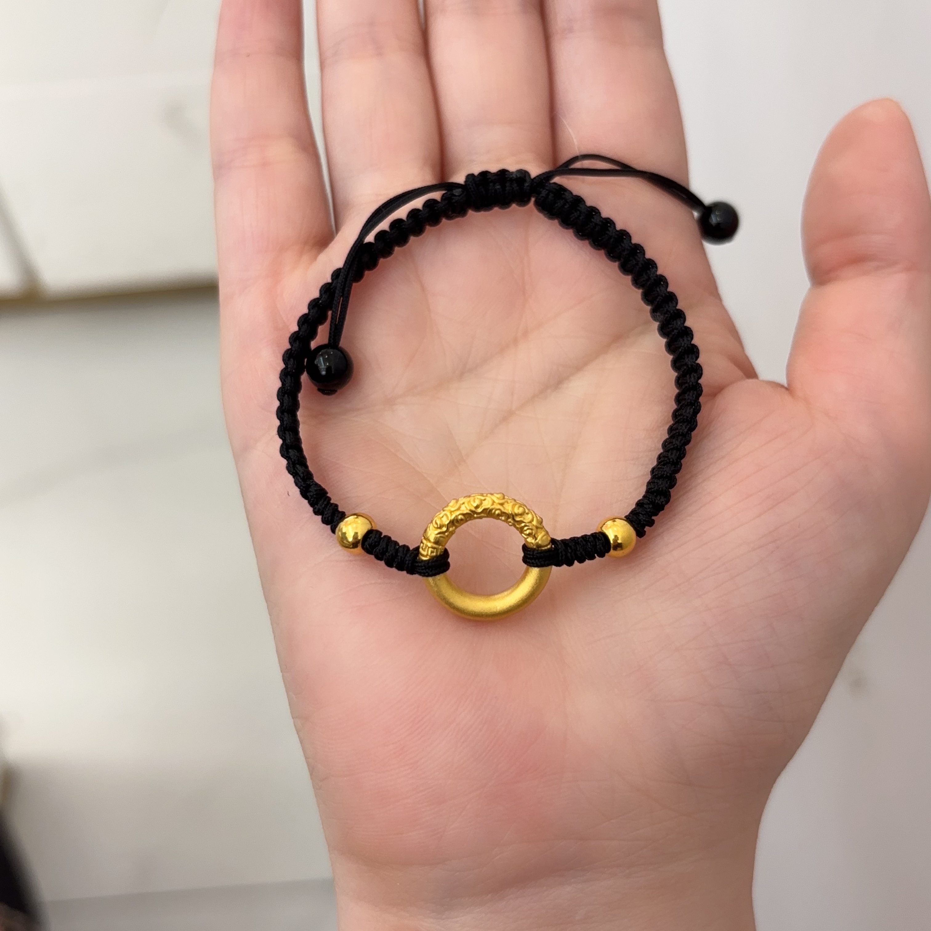 Chow Tai Seng/周大生足金乾坤圈平安扣手编情侣520礼物简约时尚