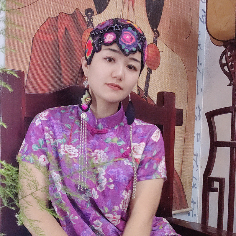 扶茶原创设计-民族风老绣发箍帽402