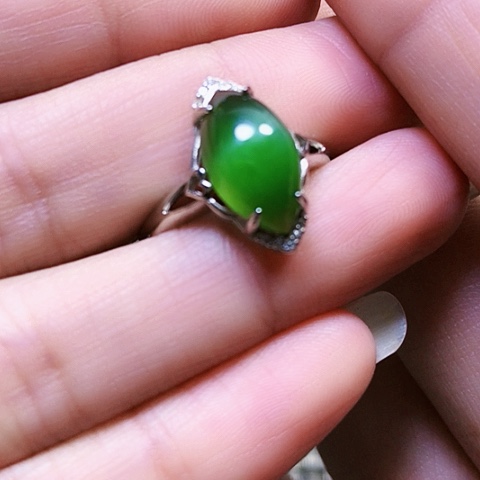 和田玉银S925镶嵌戒指