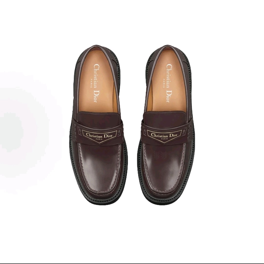 未使用 DIOR/迪奥 未使用 DIOR/迪奥 迪奥酒红金标平底乐福鞋36码