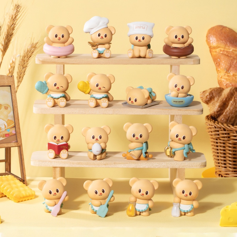 黄油小熊 烘焙达人小熊头系列盲盒可爱公仔桌面摆件礼物