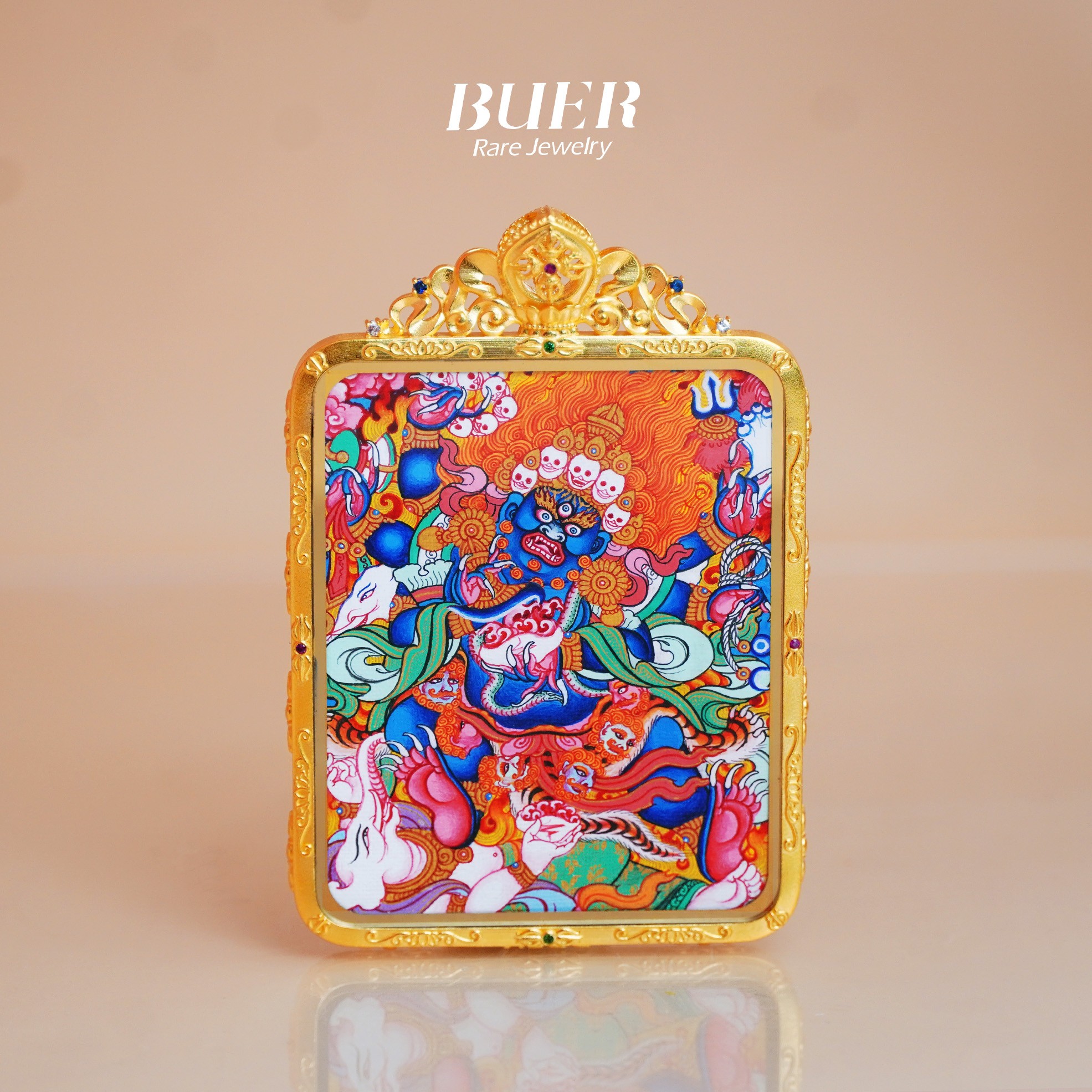 【不二】宽太加大师手绘唐卡 •18K金大黑天5*4cm