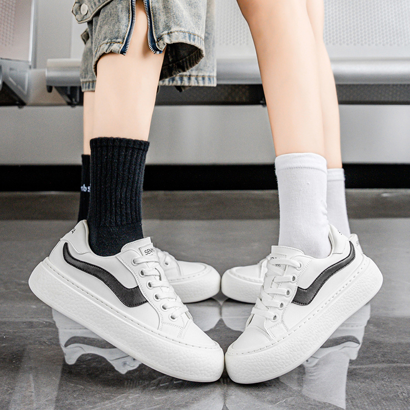 森马/SENMA2025夏季新款透气潮流黑白板鞋情侣款软底运动休闲潮鞋