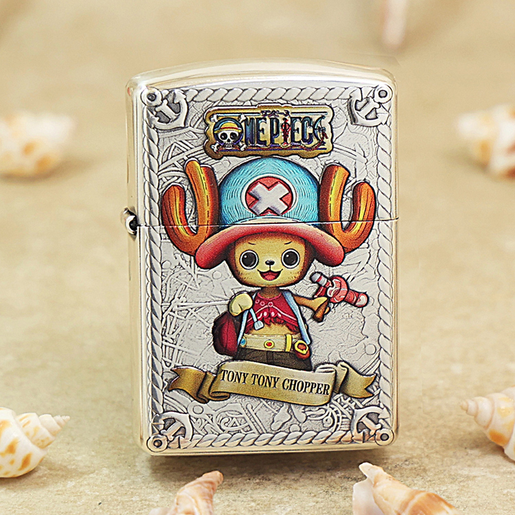 ZIPPO打火机镀银盔甲浮雕彩绘乔巴 送礼收藏防风打火机DYJ1