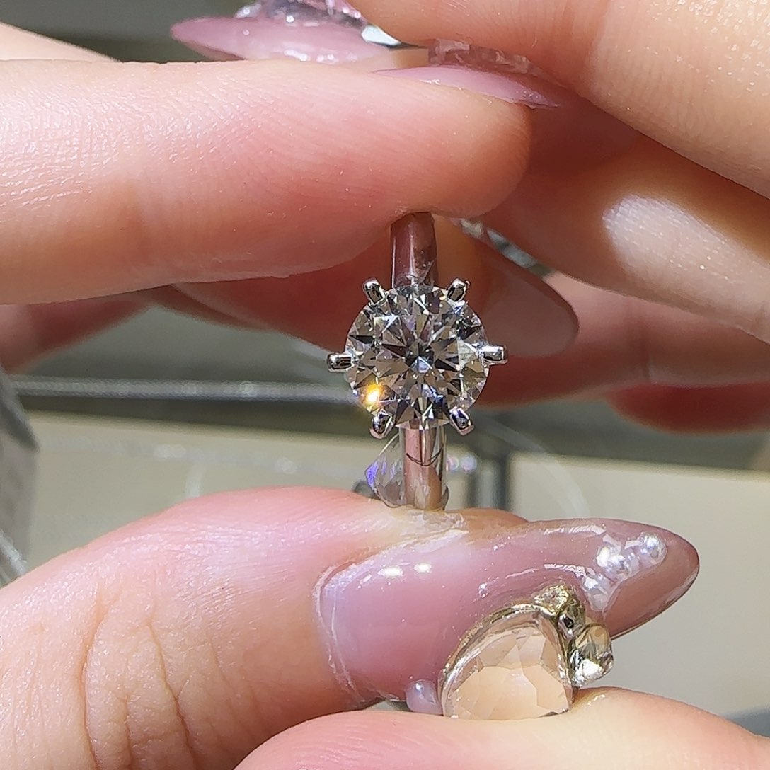 实验室培育钻石铂Pt950镶嵌1.5六爪 12-19圈