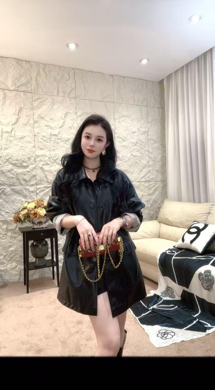 秋季常规款包袖朋克风POLO领皮衣女装夹克气质女士Q5XW805