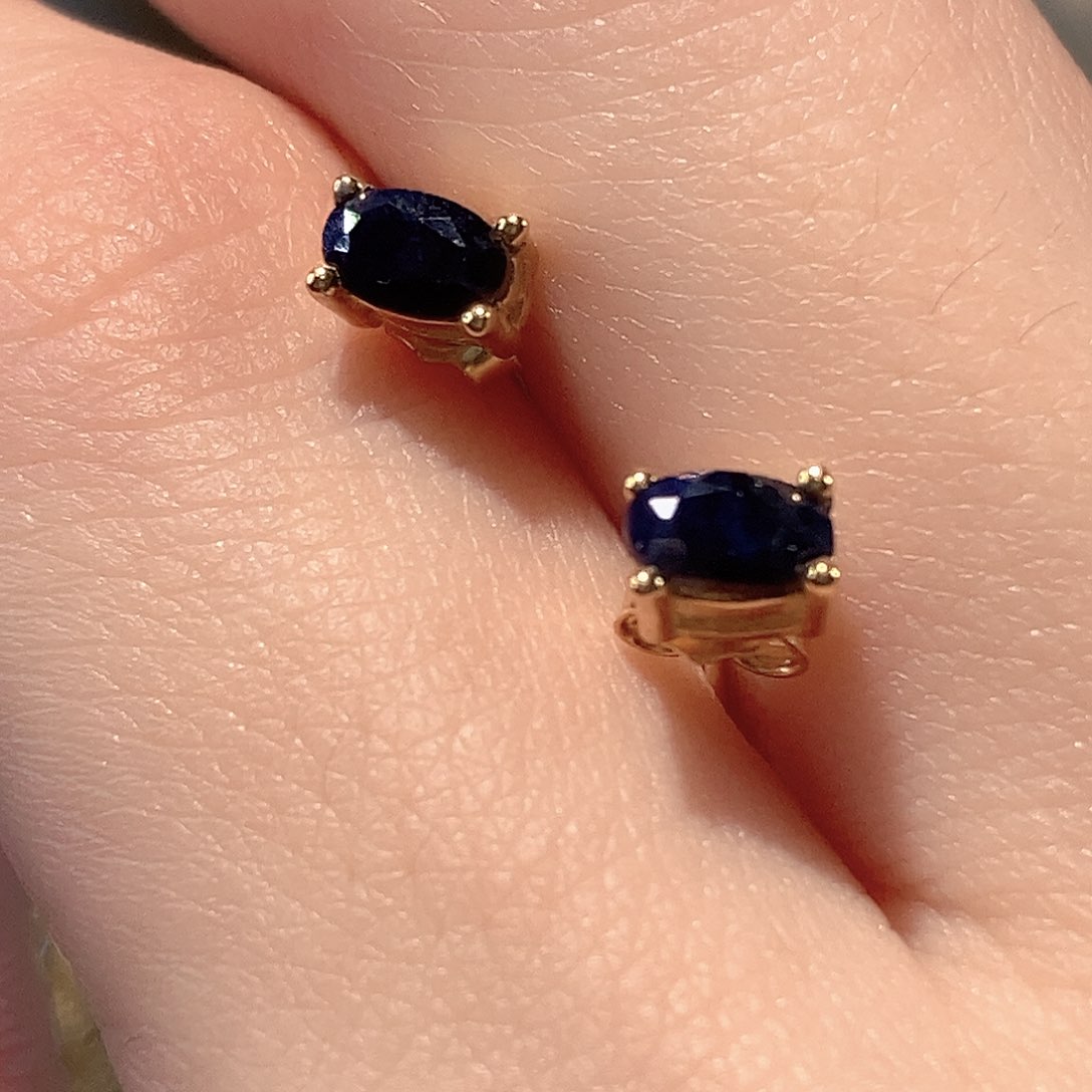 蓝宝石耳饰银S925镶嵌