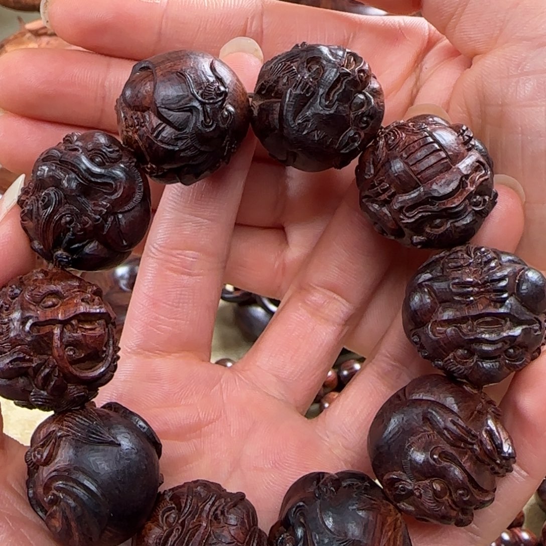4***4黄花梨/降香黄檀龙生九子 雕刻珠