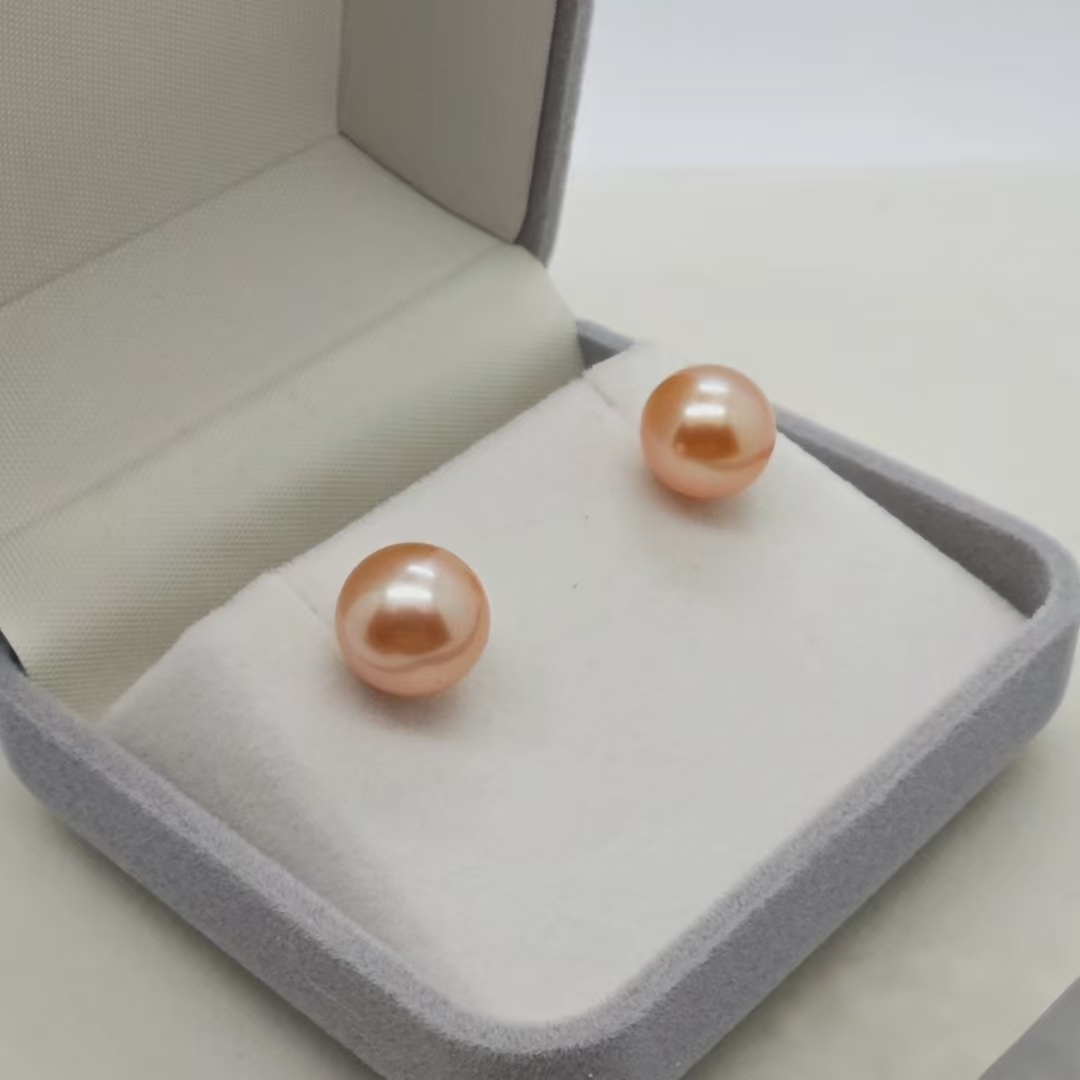 【金鳞耳钉】淡水稀有色珍珠耳钉 5-6mm
