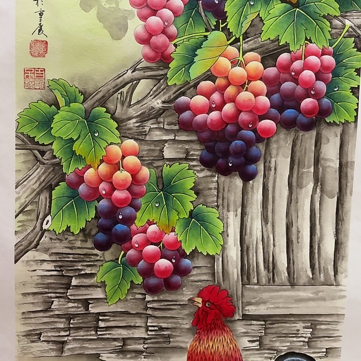 国画黄春香国画葡萄尺寸90*50