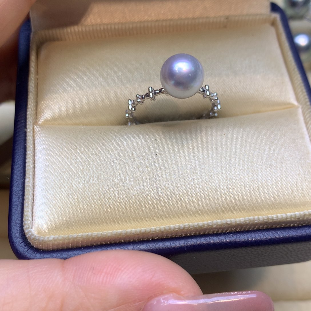 银S925镶嵌戒指海水珍珠