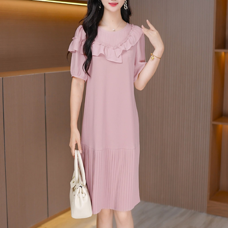 夏季女装气质优雅连衣裙时显瘦减龄中长裙女