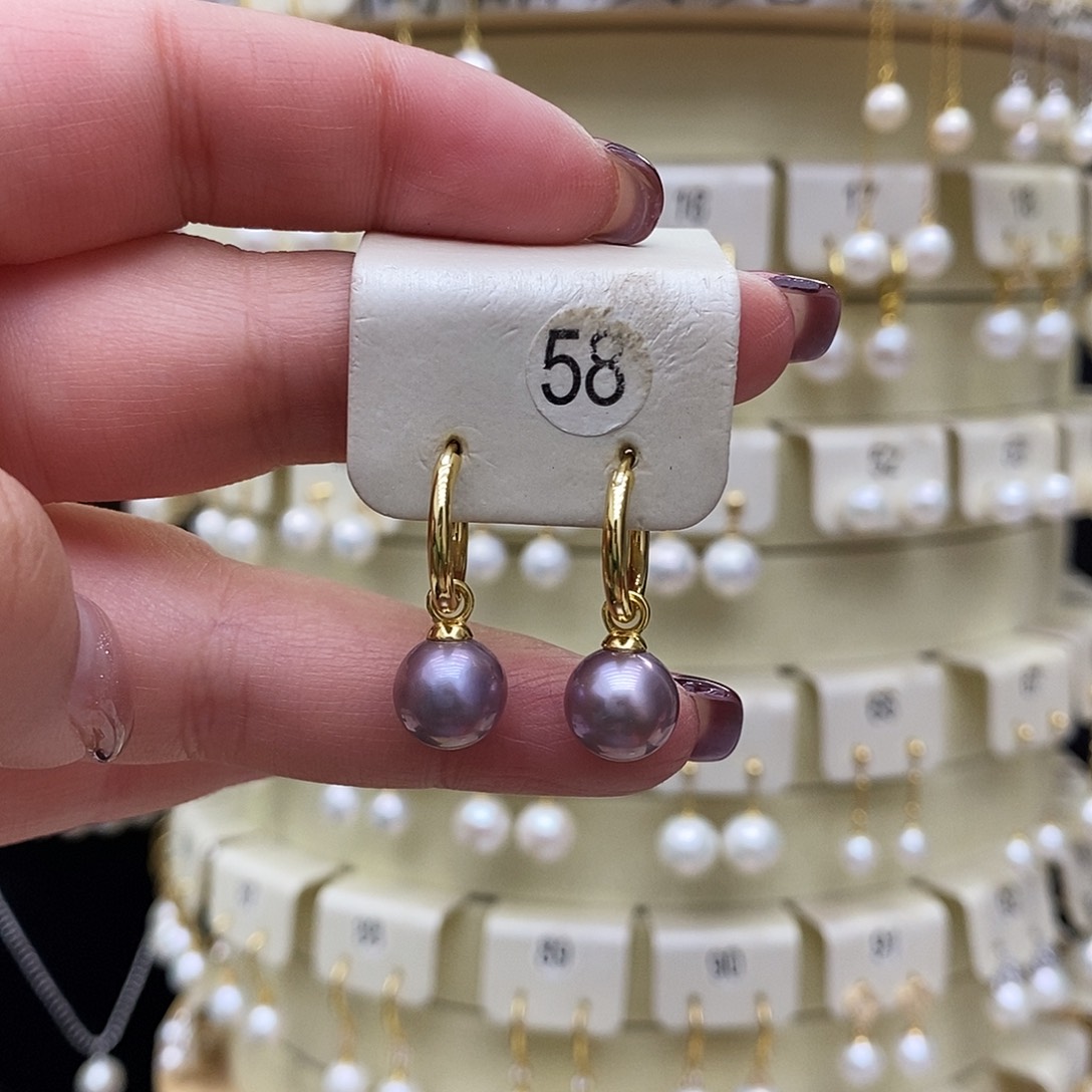 淡水珍珠耳饰银S925镶嵌