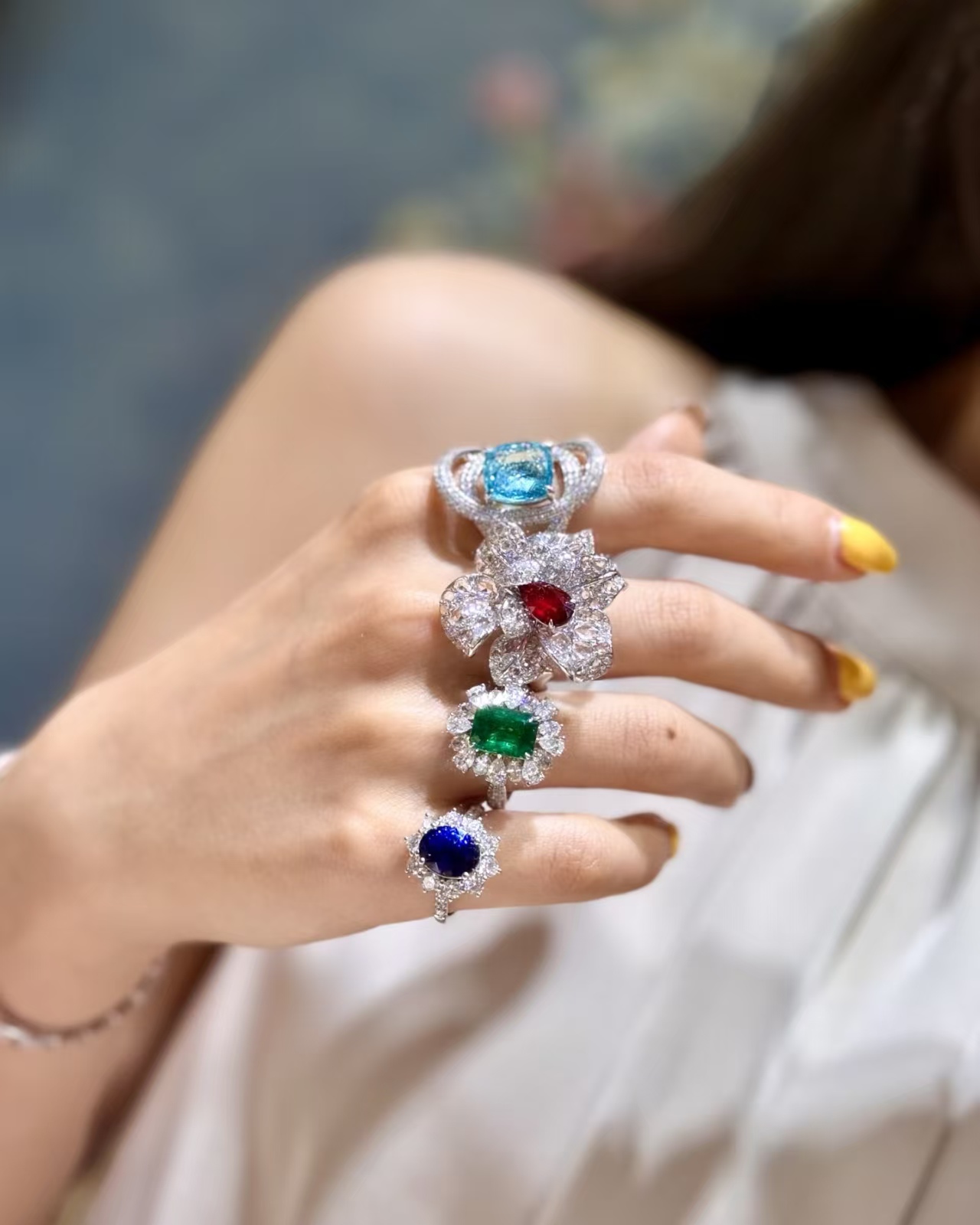 925银莫桑石戒指 925银莫桑石彩色闭口戒指专属链接