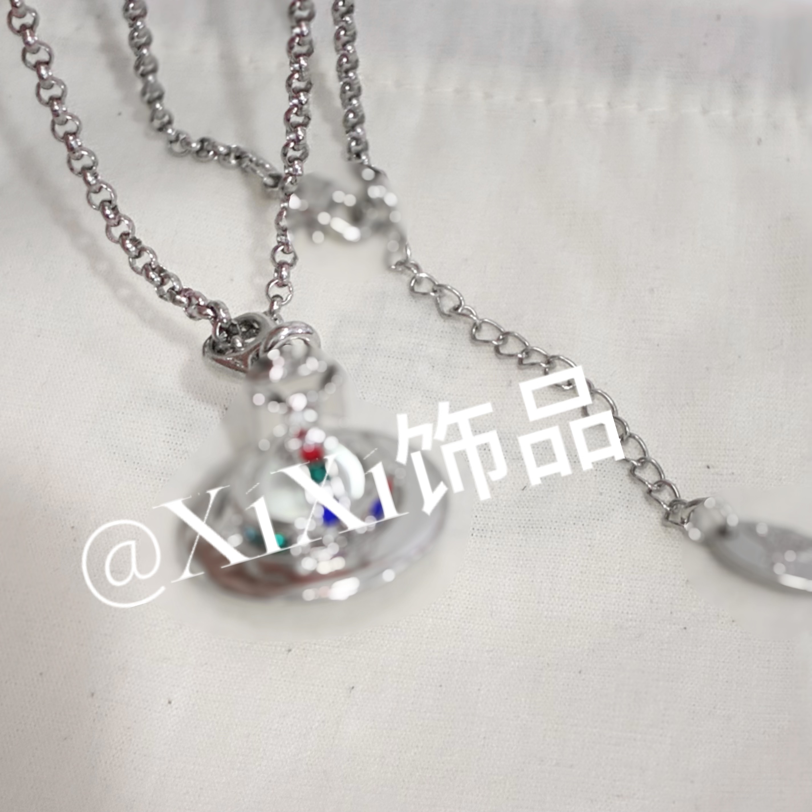 钛钢锆石项链 3D立体光面飞碟坠链