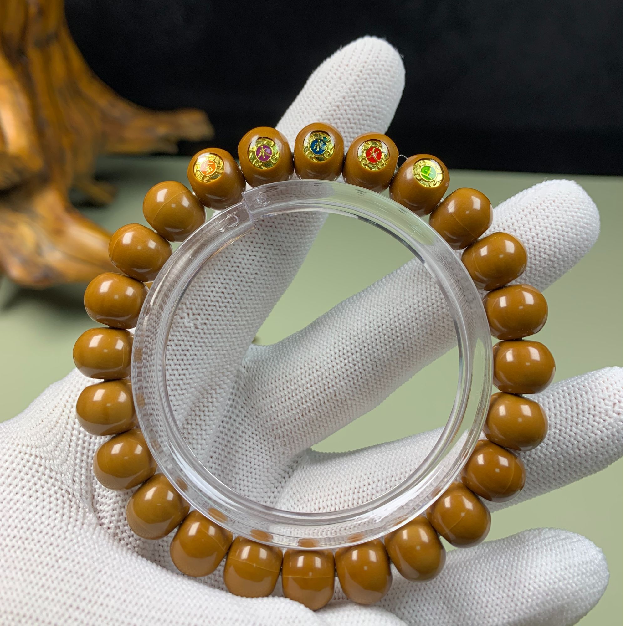 扶摇出品  新宠精品五标 金木水火土算盘  寓意双全 猴头核桃手串