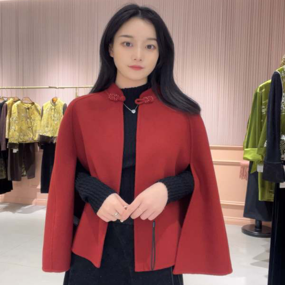 新中式品玉红色外套