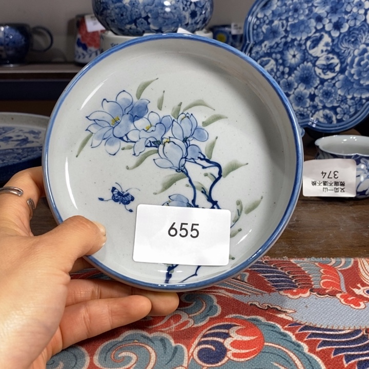 青花瓷景德镇手绘玉兰花茶点碟