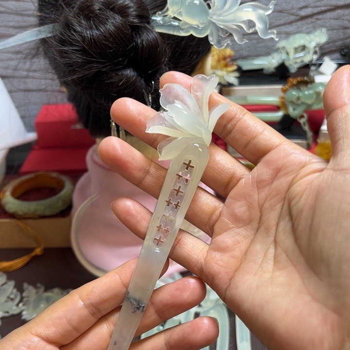未镶嵌蛇纹石玉发簪