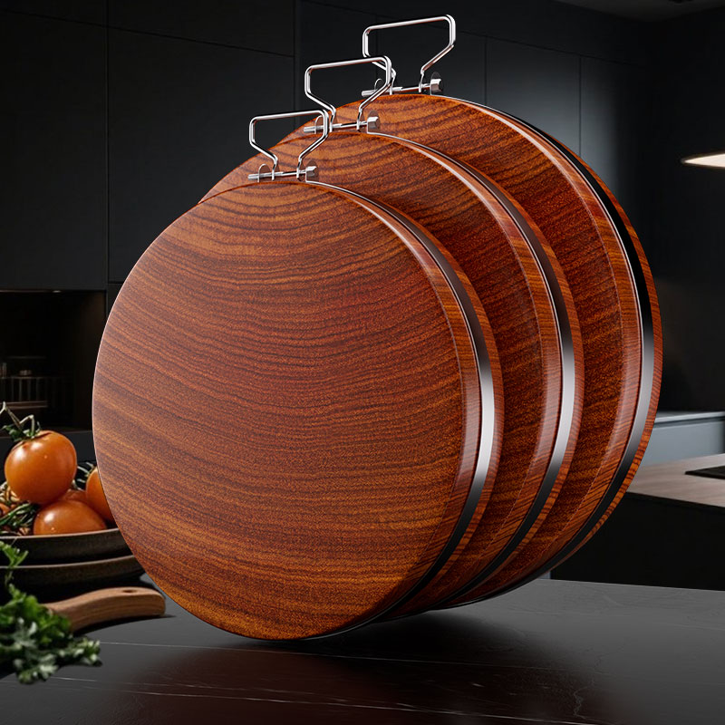 正宗铁木圆形实木砧板家用抗菌防霉食品级加厚木制案板厨房切菜板