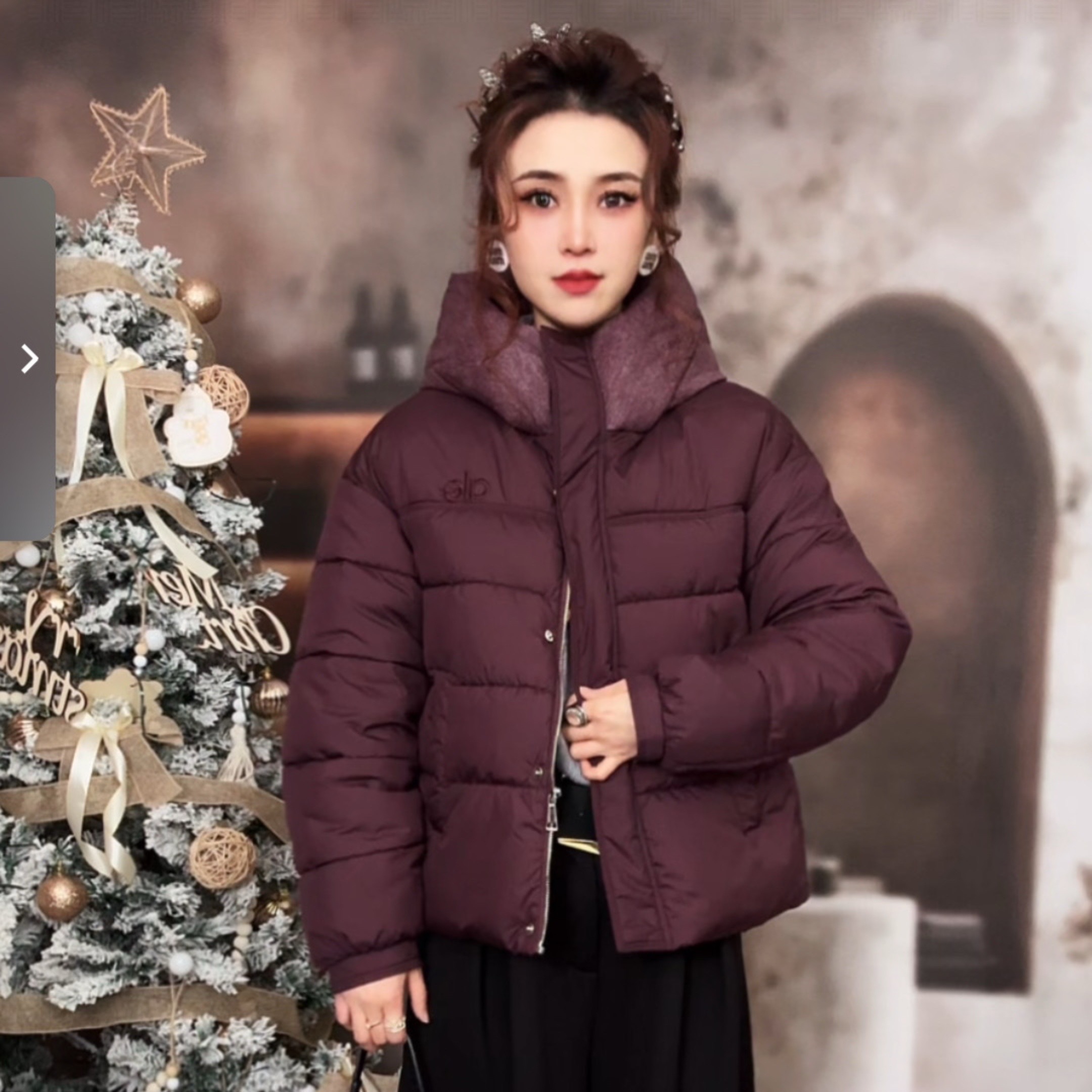 连帽女短款插肩袖立领保暖秋冬棉服