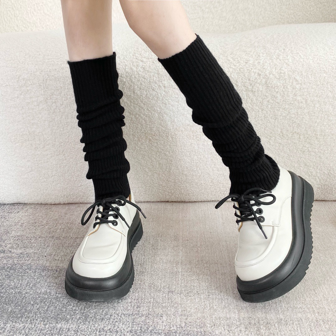 100%纯山羊绒堆堆袜秋冬季强压竖条纹显瘦小腿长筒压力塑腿女袜