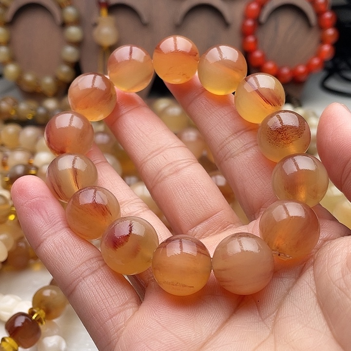 昔***年珐琅非金属16粉血手串带备珠