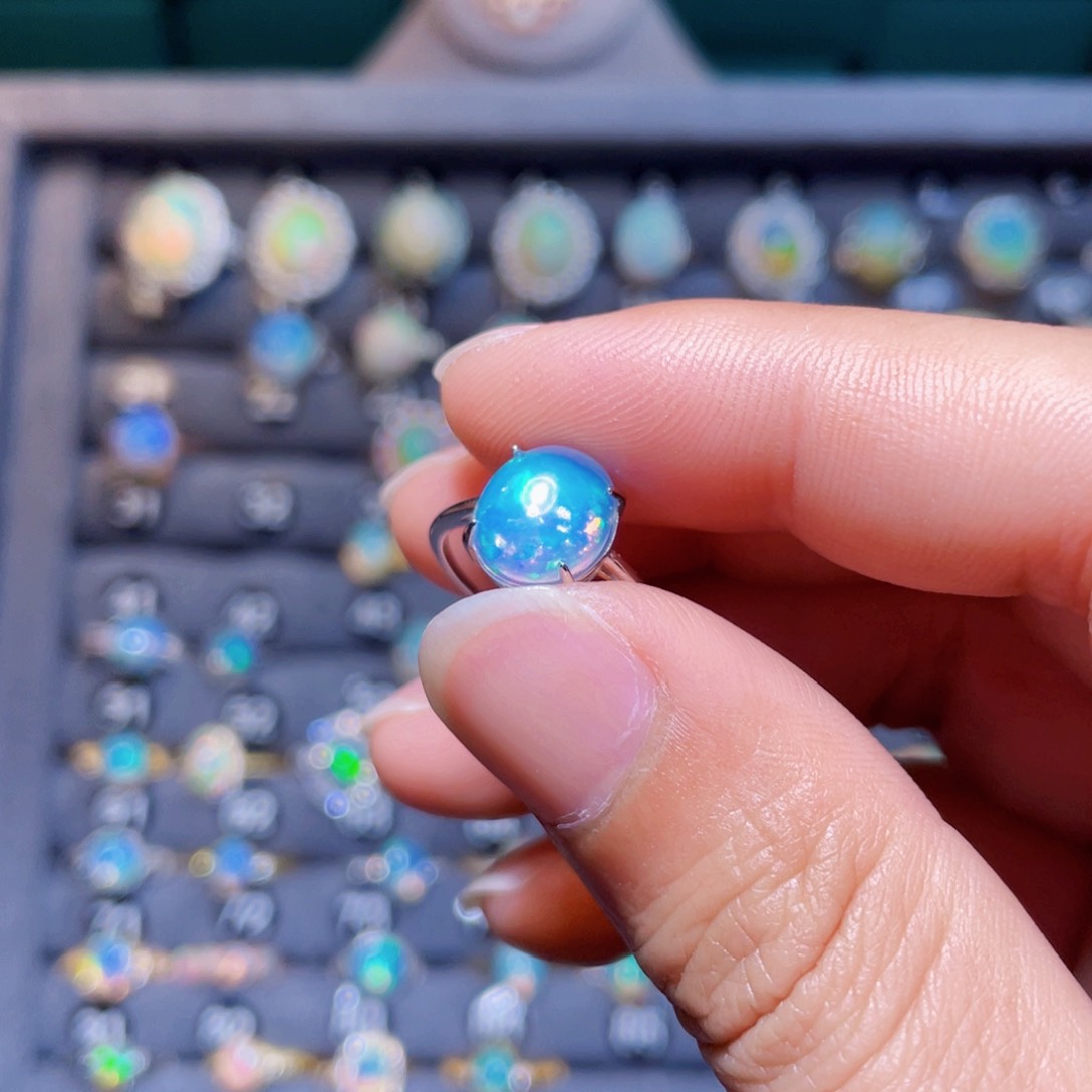 欧泊戒指）银S925镶嵌冷**秋