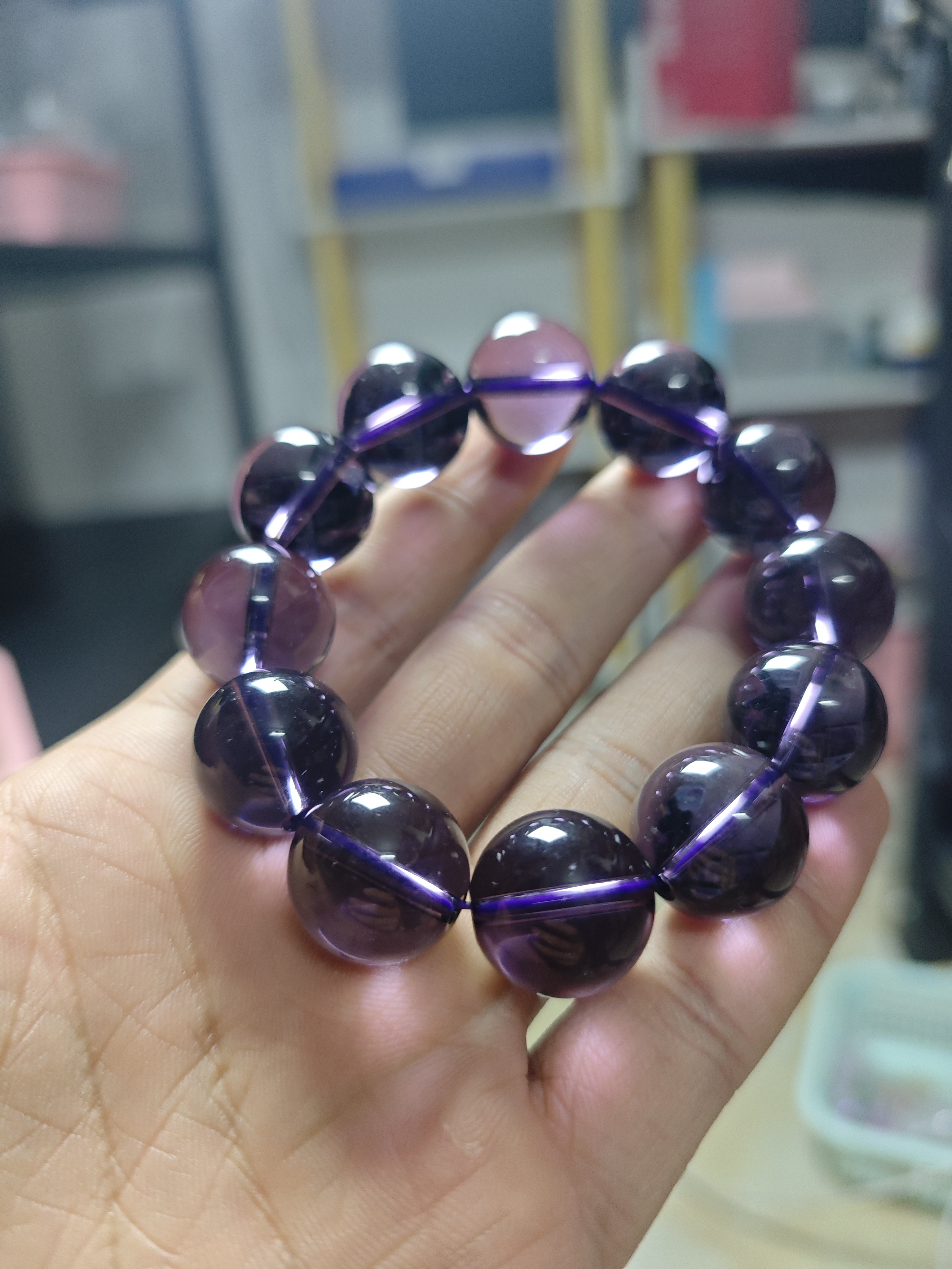 c4巴西纯净体紫水19mm手串