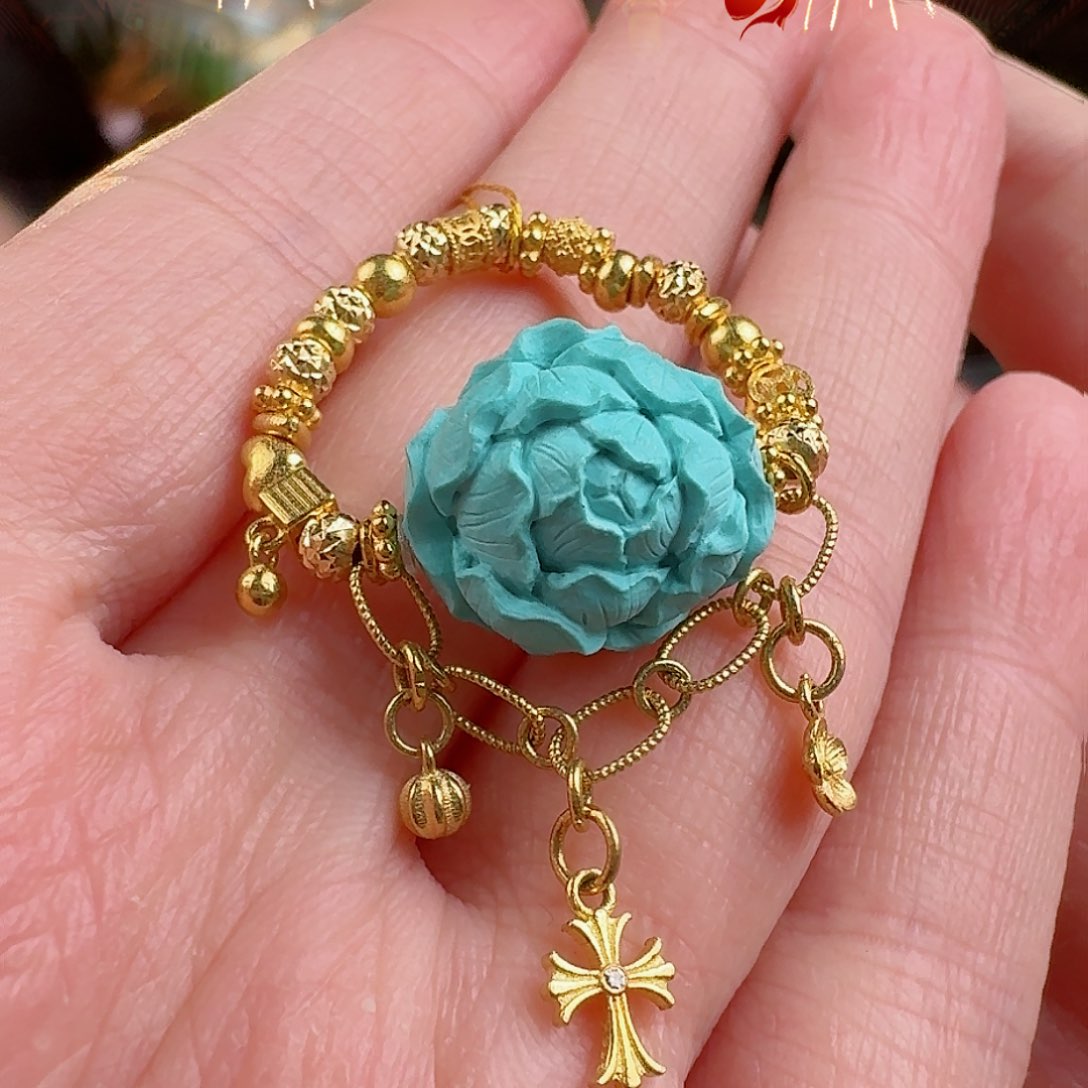 绿松石珠宝奇石18K金镶嵌