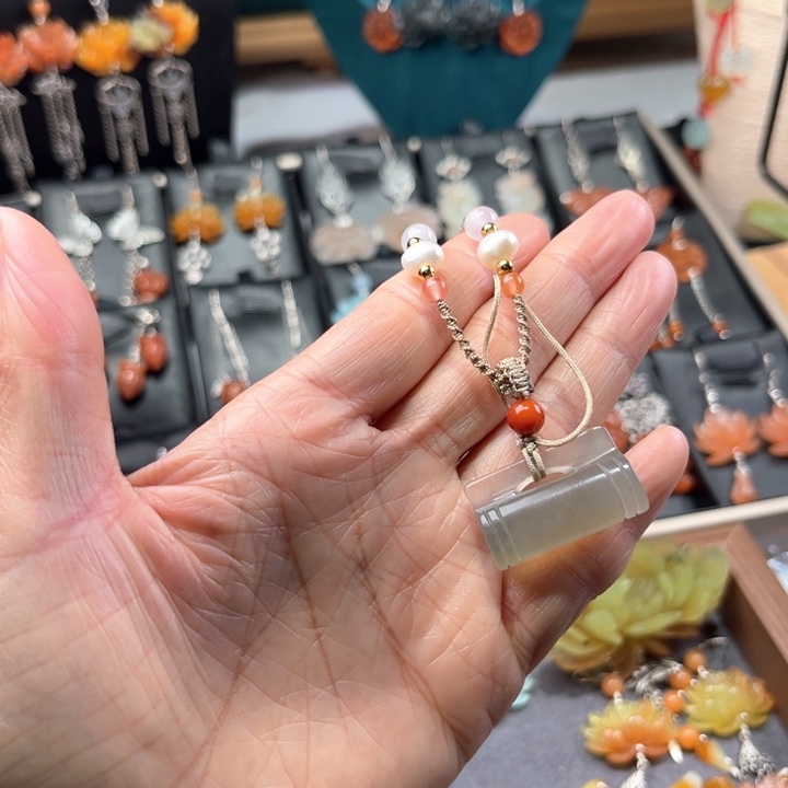 蛇纹石玉耳饰银S925镶嵌