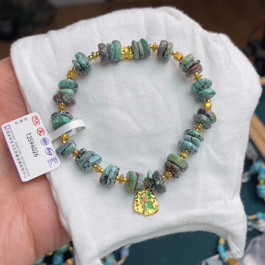 银S925镶嵌绿松石手链张**凉