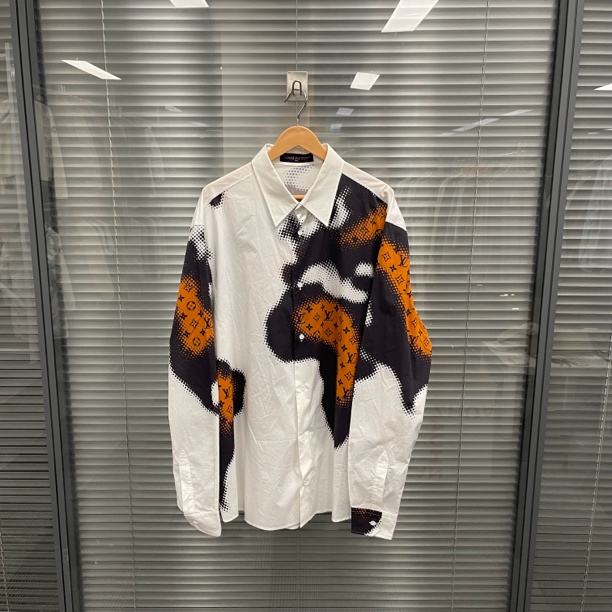 未使用 LouisVuitton/路易威登 棕色老花地图尖锁衬衫5L码 #10137