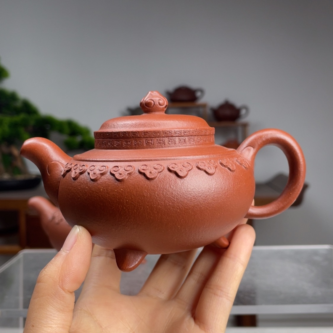 【闪购商品】紫砂茶壶y**h红降坡云肩如意容量230cc