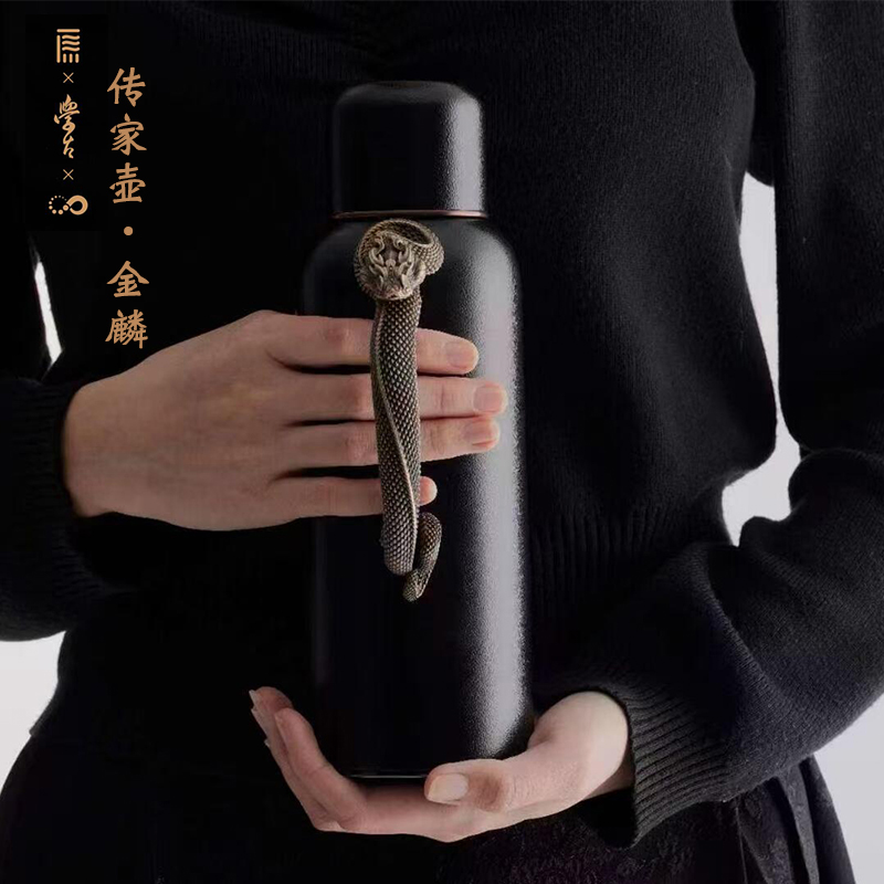 学古传家壶蛇年限定保温壶焖茶壶车载保温杯纯钛内胆高端礼品纪念