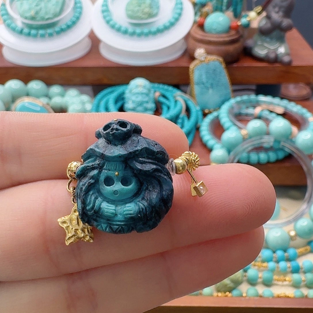 绿松石18K金镶嵌珠宝半成品