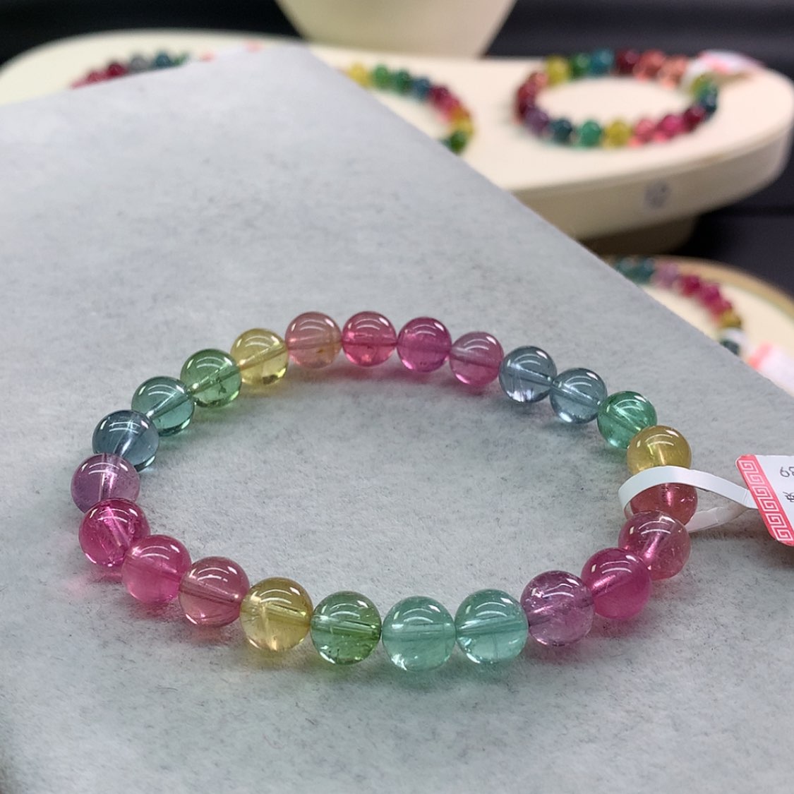 【闪购商品】碧玺手链未镶嵌碧玺荧光色标单圈7.8