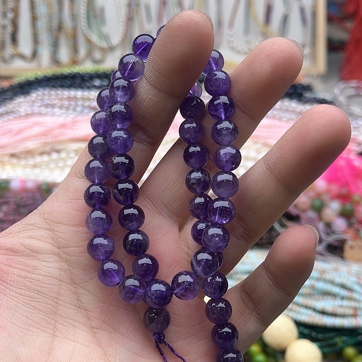 玛瑙/玉髓珠宝半成品未镶嵌8mm左右紫晶珠