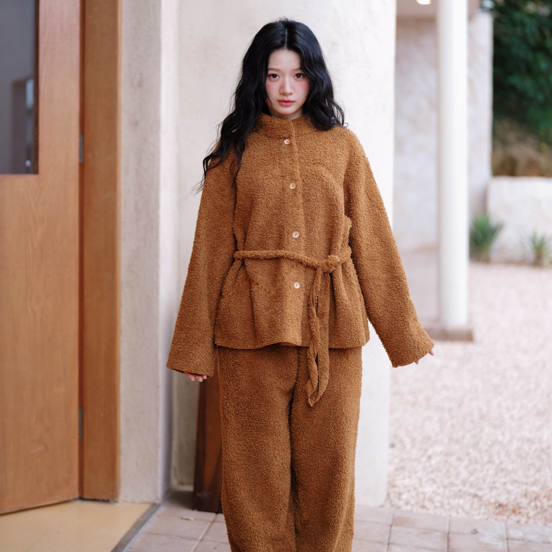 【志花专属】朵朵可可252-056睡衣女秋冬双面绒保暖家居套装