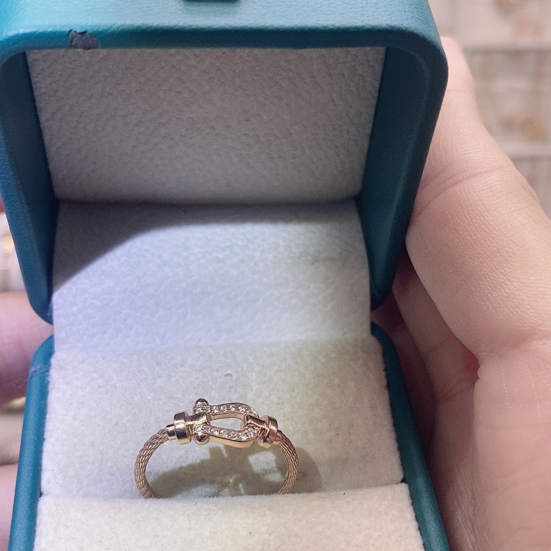 钻石戒指/指环18K金镶嵌M****1小马蹄戒指k玫14