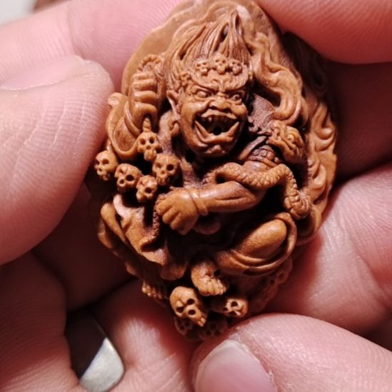桃核纯手工雕刻大黑天