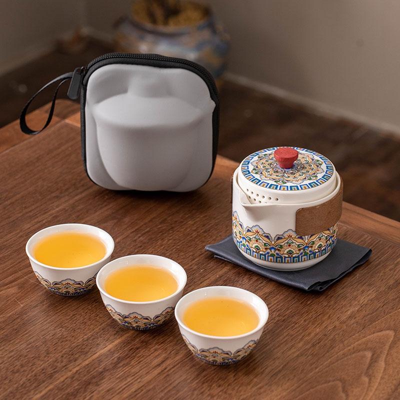 KK0225-堆花一壶三杯旅行套HOY汝窑游小蕾汝窑纯享版茶具