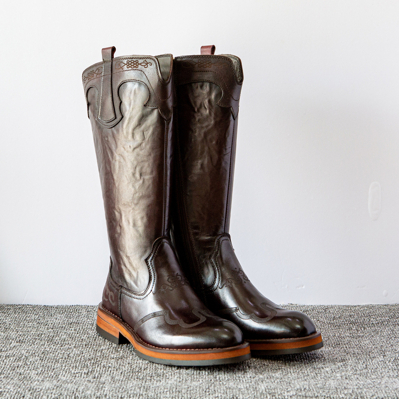 8743男士藏靴里外全皮牛皮骑马靴骑士靴机车四季可穿真皮长筒侧拉