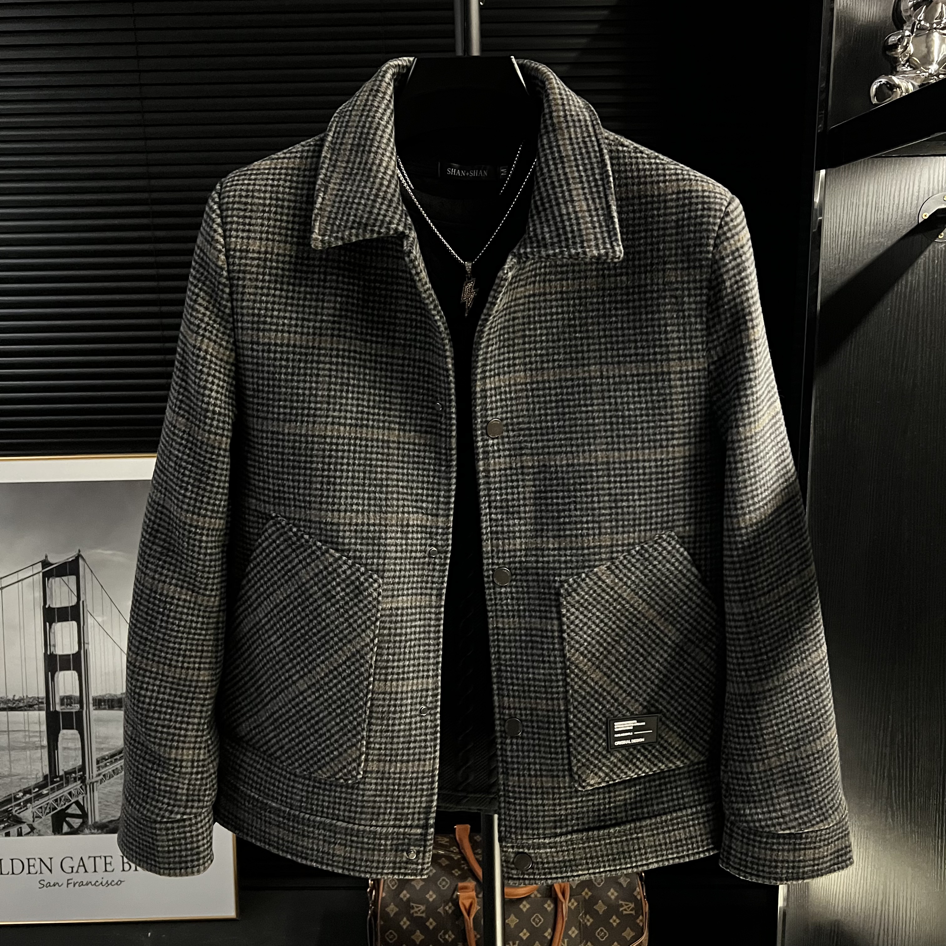 【运费补贴】JX-秋冬季新款毛呢外套男士修身加厚夹克休闲呢子大衣