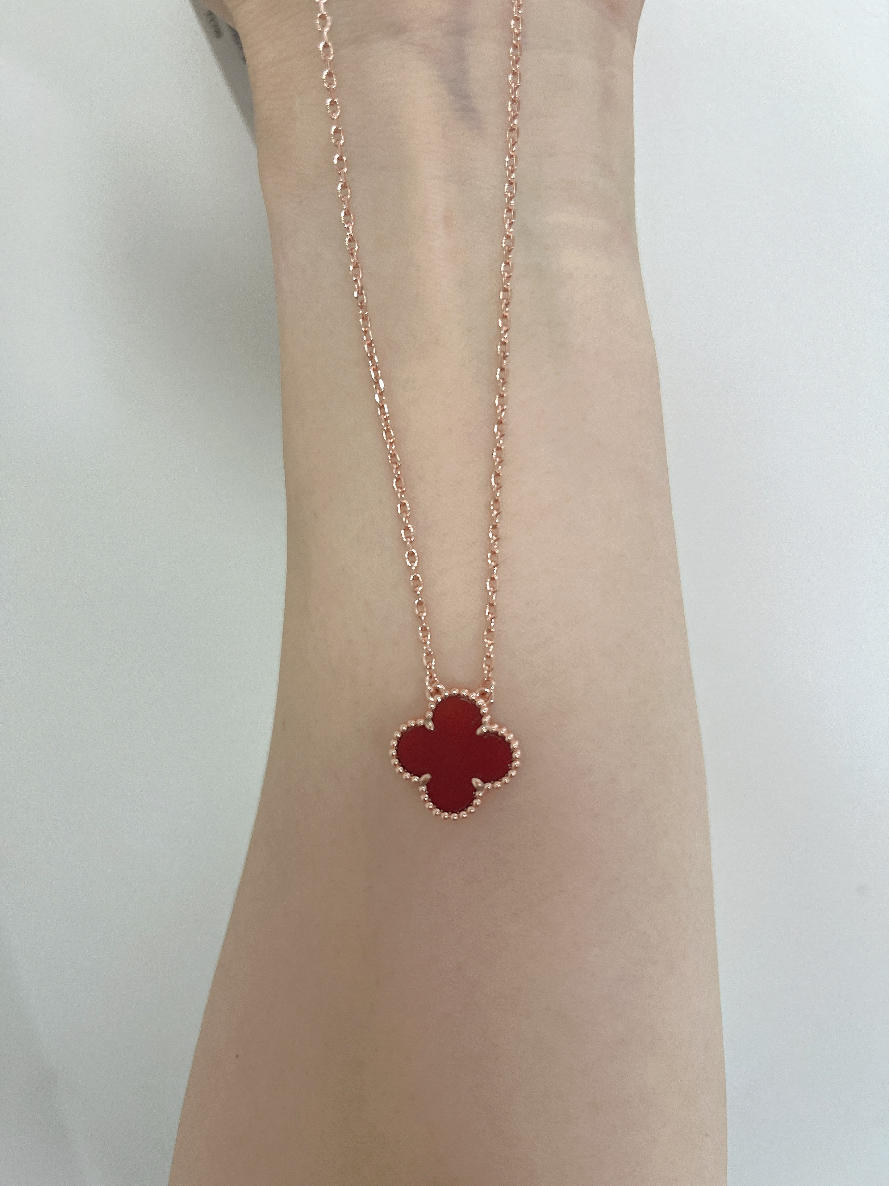 【戴奕珠宝】18K金K红四叶草套链