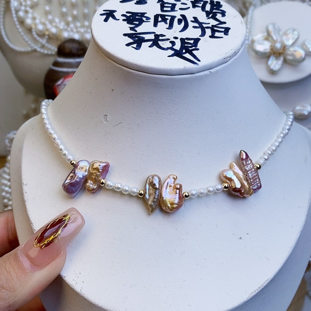 淡水珍珠颈饰银S925镶嵌