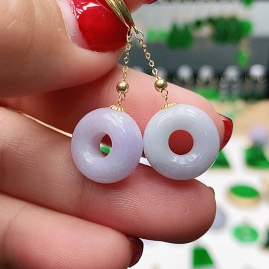 翡翠耳饰18K金镶嵌耳饰